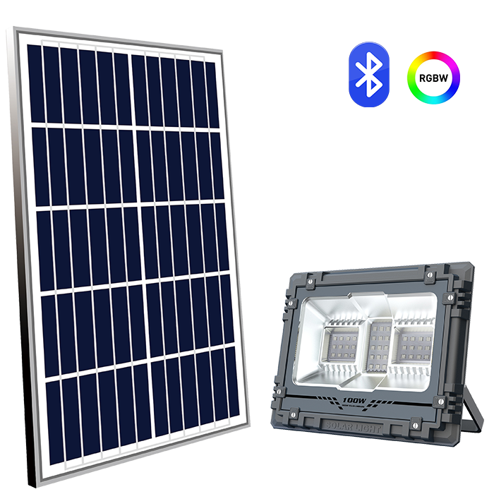 Ηλιακός Προβολέας IP65 100W LED RGB BLUETOOTH