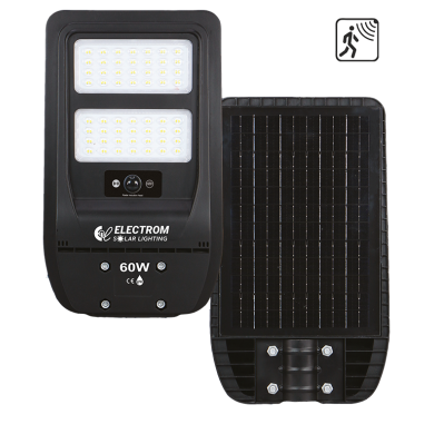 Ηλιακό Φωτιστικό Δρόμου IP65 ABS 60W LED 6000Κ Ενσωματωμένο Πάνελ