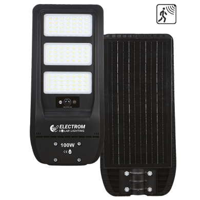 Ηλιακό Φωτιστικό Δρόμου IP65 ABS 100W LED 6000Κ Ενσωματωμένο Πάνελ