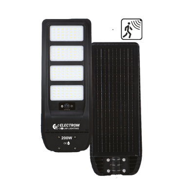 Ηλιακό Φωτιστικό Δρόμου IP65 ABS 200W LED 6000Κ Ενσωματωμένο Πάνελ