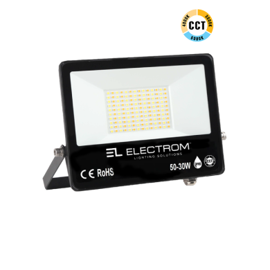 ΠΡΟΒΟΛΕΑΣ IP65 50-30W LED 3CCT ΕΠΙΛΕΞΙΜΗ ΙΣΧΥ MINI PLUS MΑΥΡΟΣ
