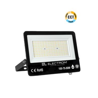 ΠΡΟΒΟΛΕΑΣ IP65 100-75-50W LED 3CCT ΕΠΙΛΕΞΙΜΗ ΙΣΧΥ MINI PLUS MΑΥΡΟΣ