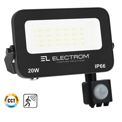 ΠΡΟΒΟΛΕΑΣ IP65 20W LED 3CCT ΜΑΥΡΟΣ ΜΙΝΙ ΜΕ ΑΙΣΘΗΤΗΡΑ ΚΙΝΗΣΗΣ