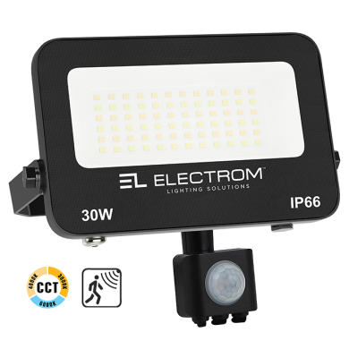 ΠΡΟΒΟΛΕΑΣ IP65 30W LED 3CCT ΜΑΥΡΟΣ ΜΙΝΙ ΜΕ ΑΙΣΘΗΤΗΡΑ ΚΙΝΗΣΗΣ