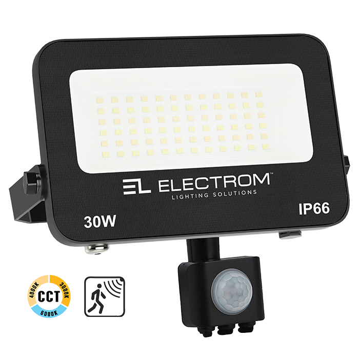ΠΡΟΒΟΛΕΑΣ IP65 30W LED 3CCT ΜΑΥΡΟΣ ΜΙΝΙ ΜΕ ΑΙΣΘΗΤΗΡΑ ΚΙΝΗΣΗΣ