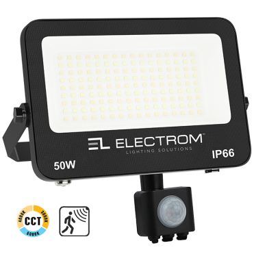 ΠΡΟΒΟΛΕΑΣ IP65 50W LED 3CCT ΜΑΥΡΟΣ ΜΙΝΙ ΜΕ ΑΙΣΘΗΤΗΡΑ ΚΙΝΗΣΗΣ