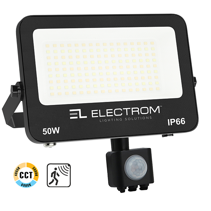 ΠΡΟΒΟΛΕΑΣ IP65 50W LED 3CCT ΜΑΥΡΟΣ ΜΙΝΙ ΜΕ ΑΙΣΘΗΤΗΡΑ ΚΙΝΗΣΗΣ