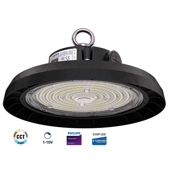 ΦΩΤΙΣΤΙΚΟ ΚΑΜΠΑΝΑ LED 200W, UFO PLUS, ΕΠΙΛΕΞΙΜΗ ΙΣΧΥ, 3CCT, 1-10V DIM