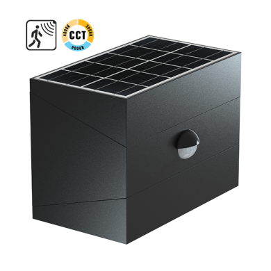 ΗΛΙΑΚΗ ΑΠΛΙΚΑ ΕΞΩΤΕΡΙΚΟΥ ΧΩΡΟΥ IP65, 6W, 3CCT, ΜΕ ΑΝΙΧΝΕΥΤΗ ΚΙΝΗΣΗΣ,  ΠΕΡΙΣΤΡΕΦΟΜΕΝΗ  ΜΑΥΡΗ