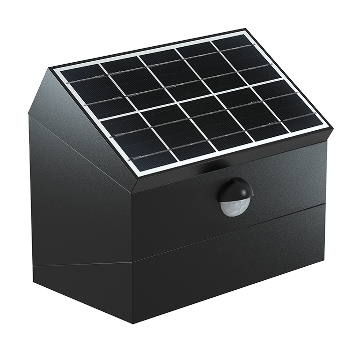 ΗΛΙΑΚΗ ΑΠΛΙΚΑ ΕΞΩΤΕΡΙΚΟΥ ΧΩΡΟΥ IP65, 6W, 3CCT, ΜΕ ΑΝΙΧΝΕΥΤΗ ΚΙΝΗΣΗΣ,  ΠΕΡΙΣΤΡΕΦΟΜΕΝΗ  ΜΑΥΡΗ