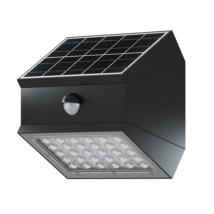 ΗΛΙΑΚΗ ΑΠΛΙΚΑ ΕΞΩΤΕΡΙΚΟΥ ΧΩΡΟΥ IP65, 6W, 3CCT, ΜΕ ΑΝΙΧΝΕΥΤΗ ΚΙΝΗΣΗΣ,  ΠΕΡΙΣΤΡΕΦΟΜΕΝΗ  ΜΑΥΡΗ