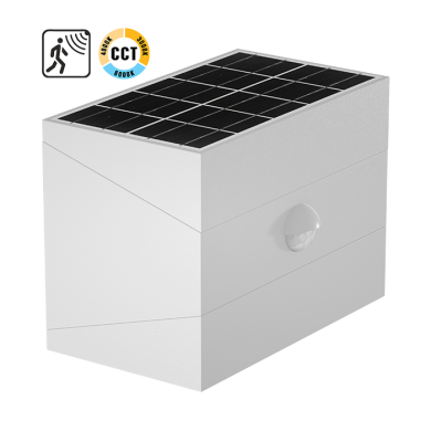 ΗΛΙΑΚΗ ΑΠΛΙΚΑ ΕΞΩΤΕΡΙΚΟΥ ΧΩΡΟΥ IP65, 6W, 3CCT,  ΜΕ ΑΝΙΧΝΕΥΤΗ ΚΙΝΗΣΗΣ, ΠΕΡΙΣΤΡΕΦΟΜΕΝΗ  ΛΕΥΚΗ