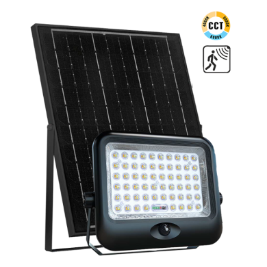 Ηλιακός Προβολέας IP65 ABS 100W LED 3CCT με Αισθητήρα Κίνησης