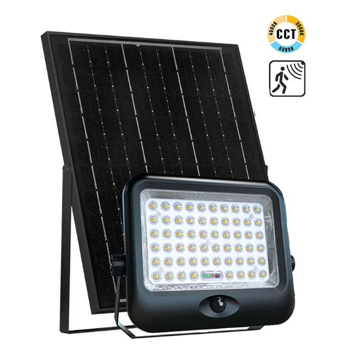Ηλιακός Προβολέας IP65 ABS 100W LED 3CCT με Αισθητήρα Κίνησης